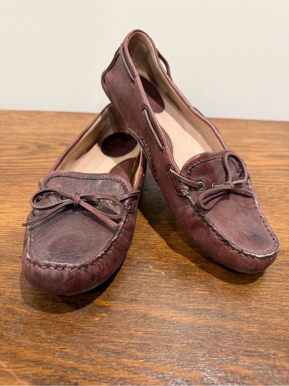 Frye Reagan Campus Drivers Leather Loafers Dusty Plum Moccasins Size 10